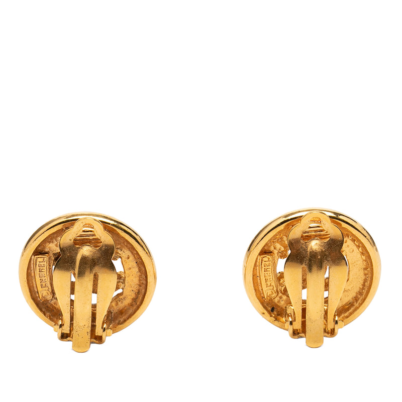 CC Gold Plated Round Clip on Earrings - Image 2
