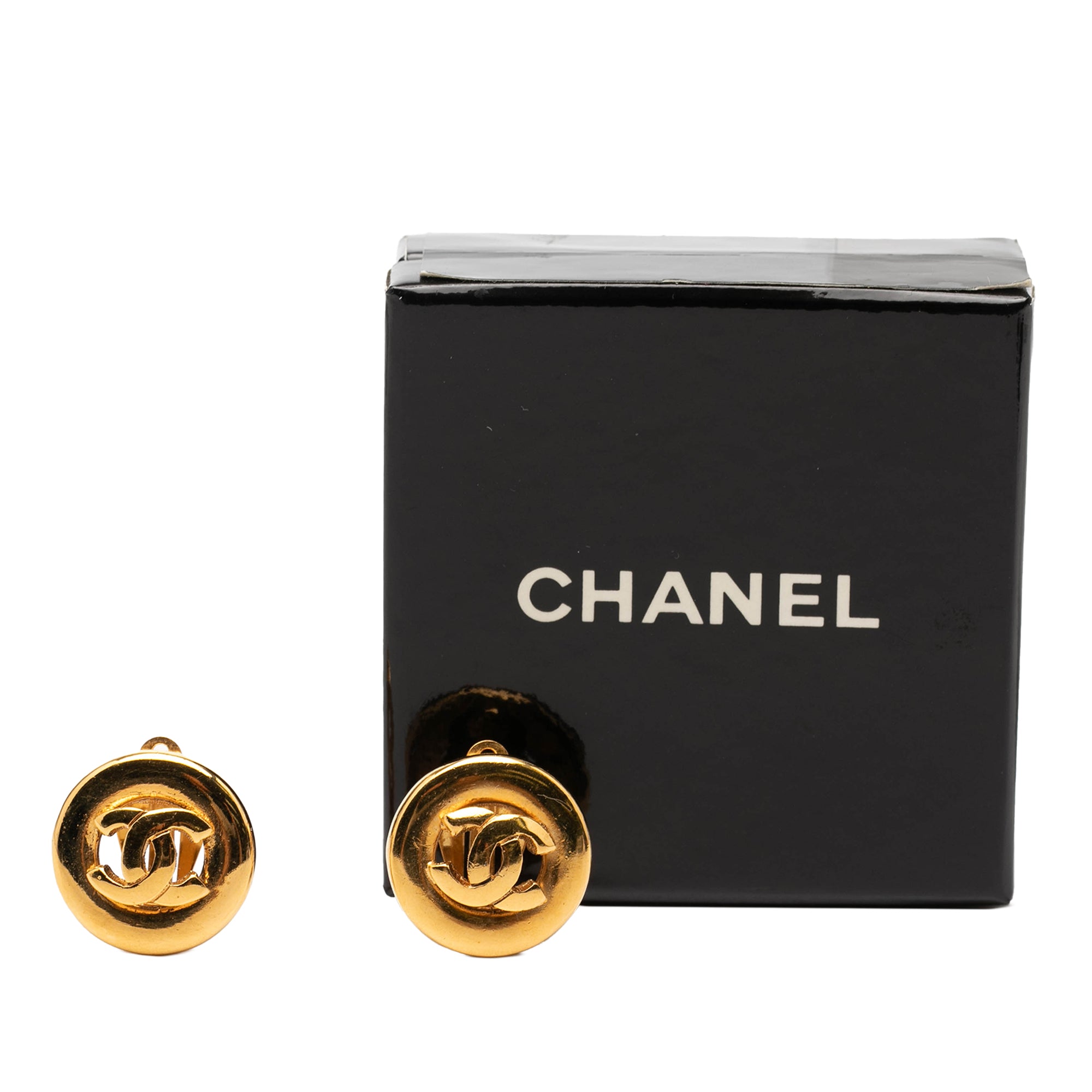 CC Gold Plated Round Clip on Earrings - Image 4