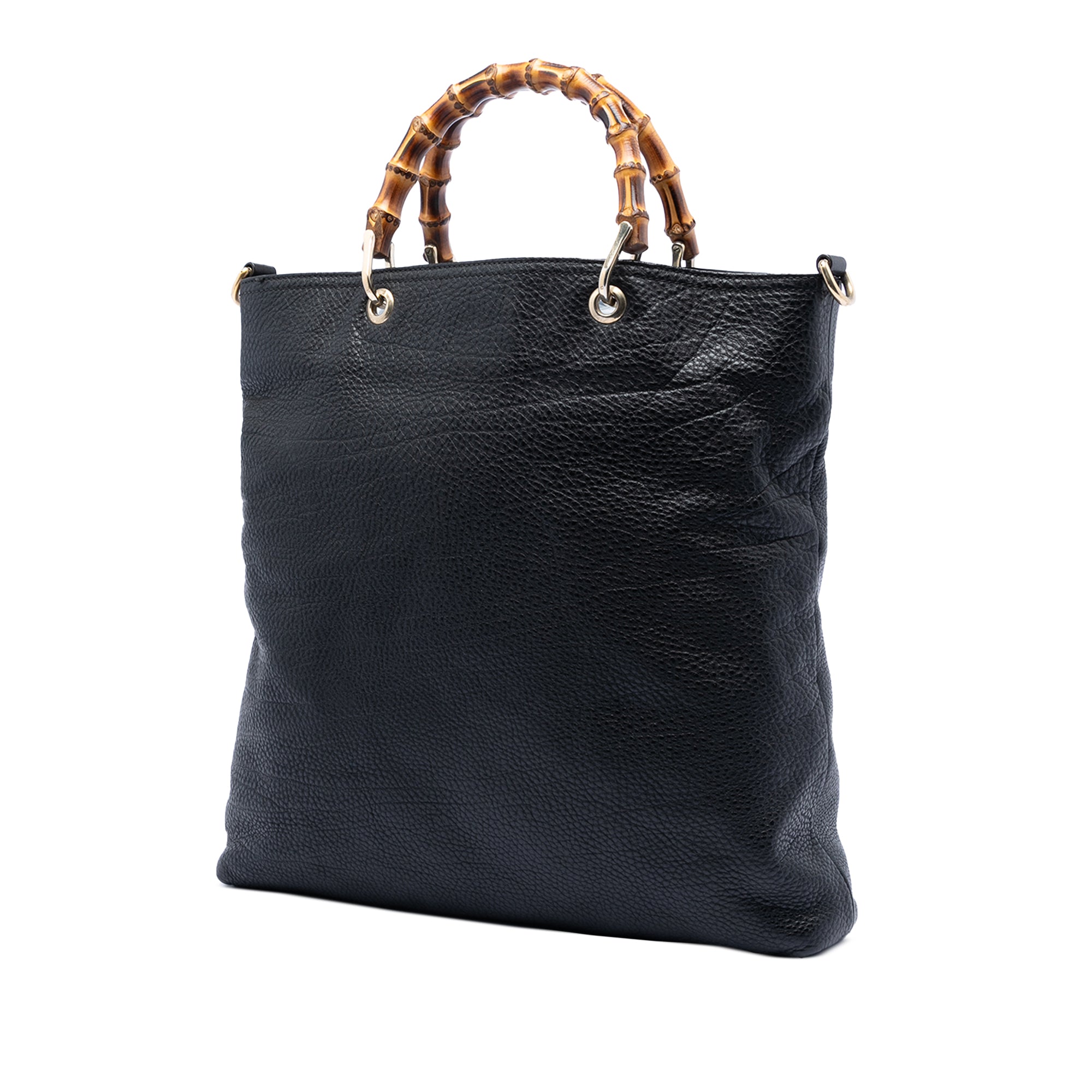 Tall Leather Bamboo Shopper Tote - Image 2