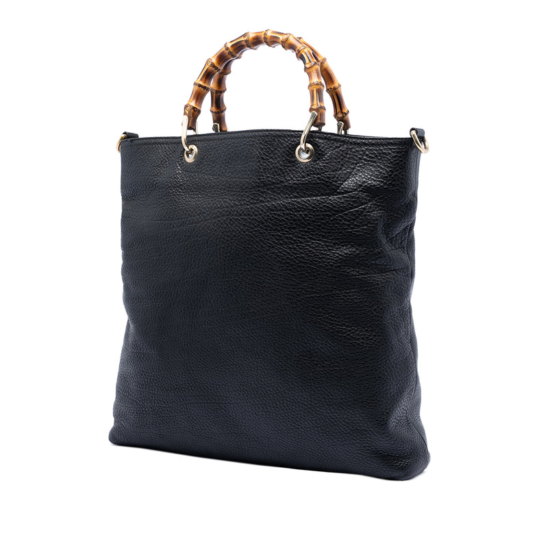Tall Leather Bamboo Shopper Tote - Image 2