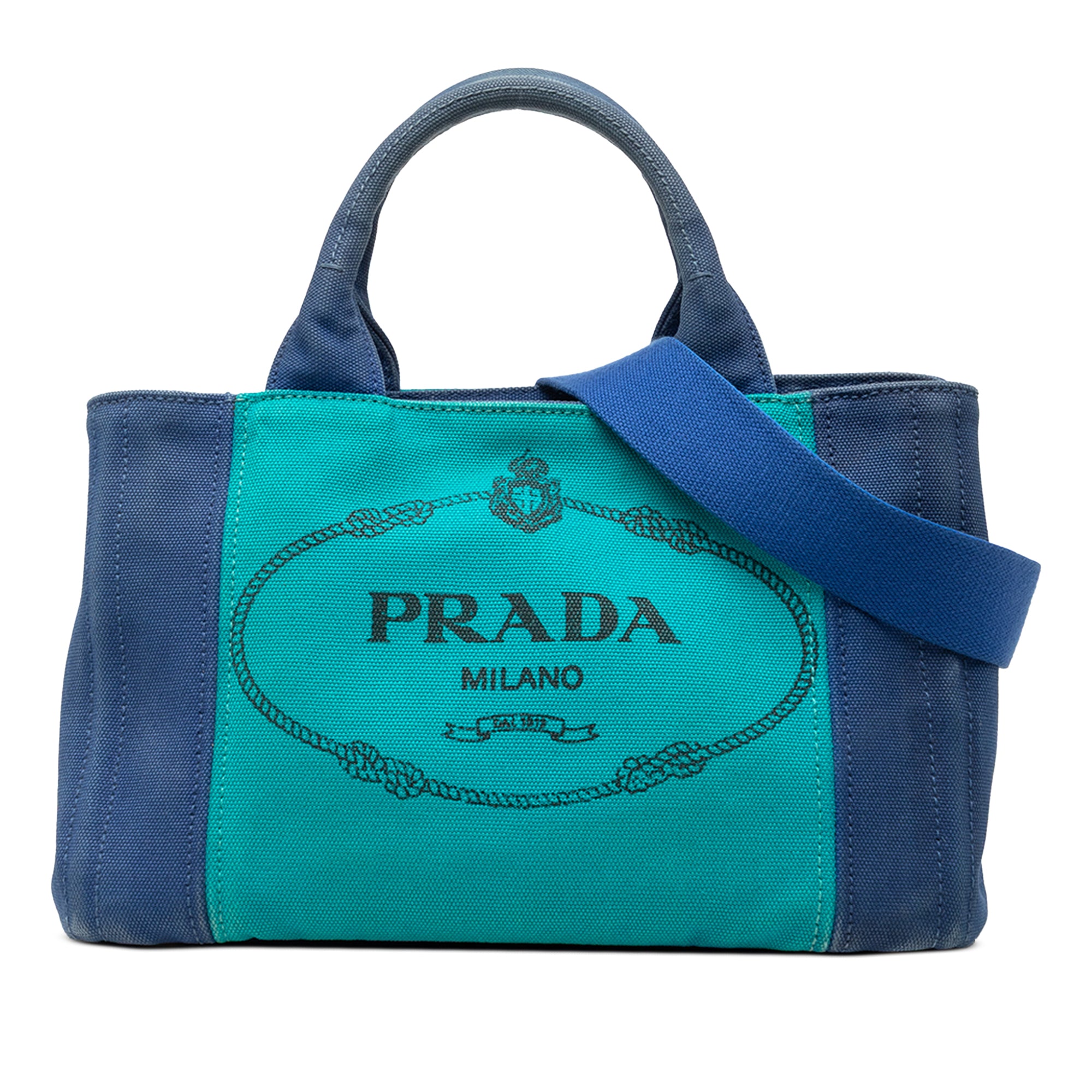Small Bicolor Canvas Canapa Logo Satchel - Image 1