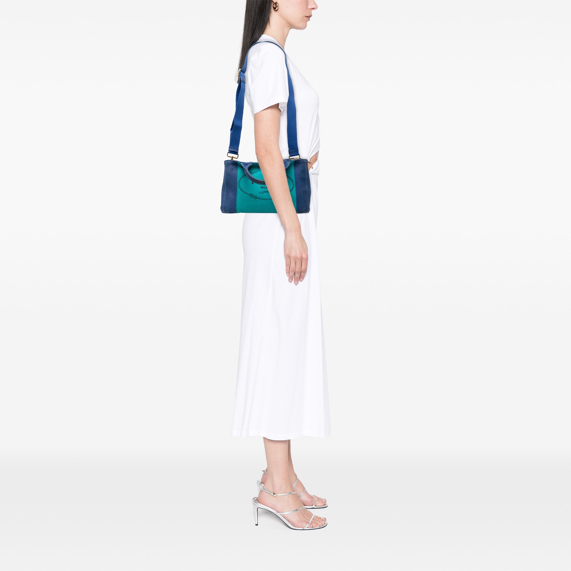 Small Bicolor Canvas Canapa Logo Satchel - Image 6