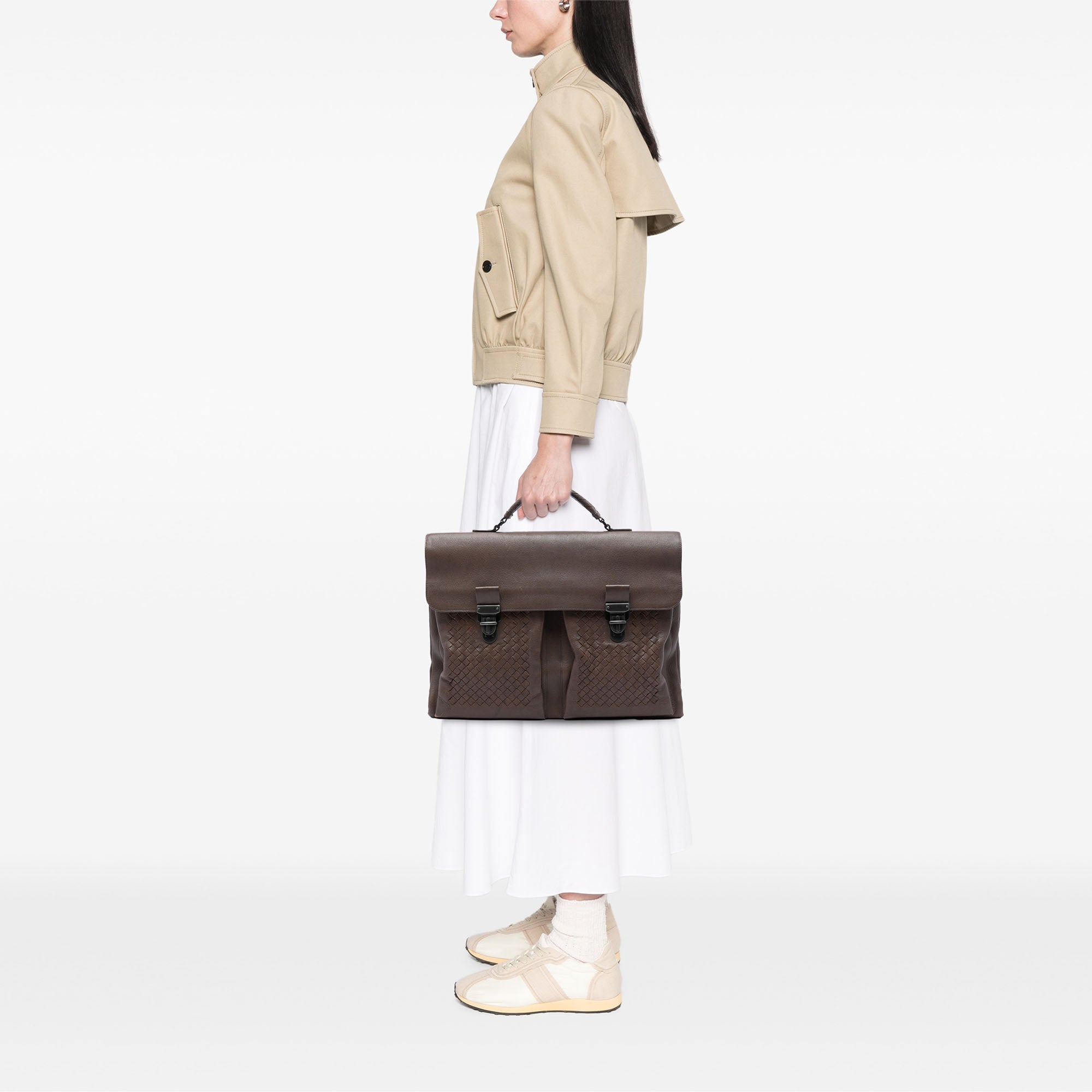 Intrecciato Trimmed Nappa Business Bag - Image 6