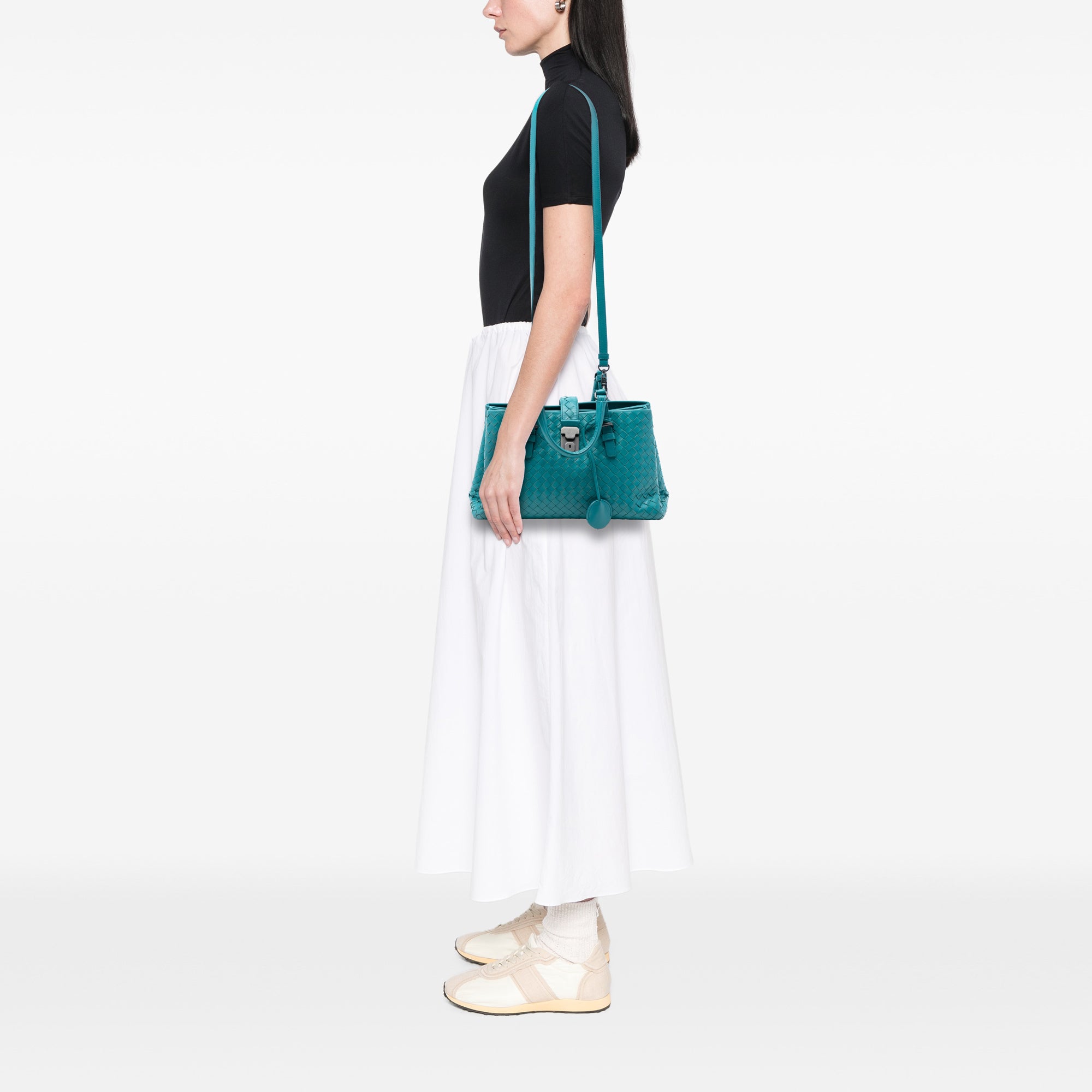 Small Nappa Intrecciato Roma Satchel - Image 7