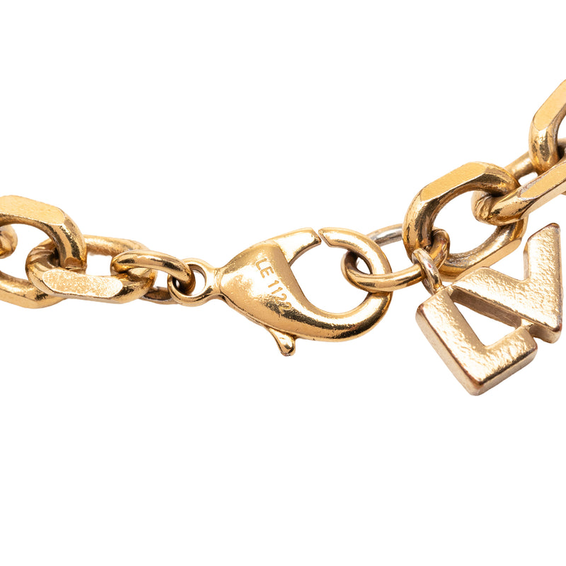 Gold Plated Brass and Strass Love Letters Charm Bracelet - Image 4