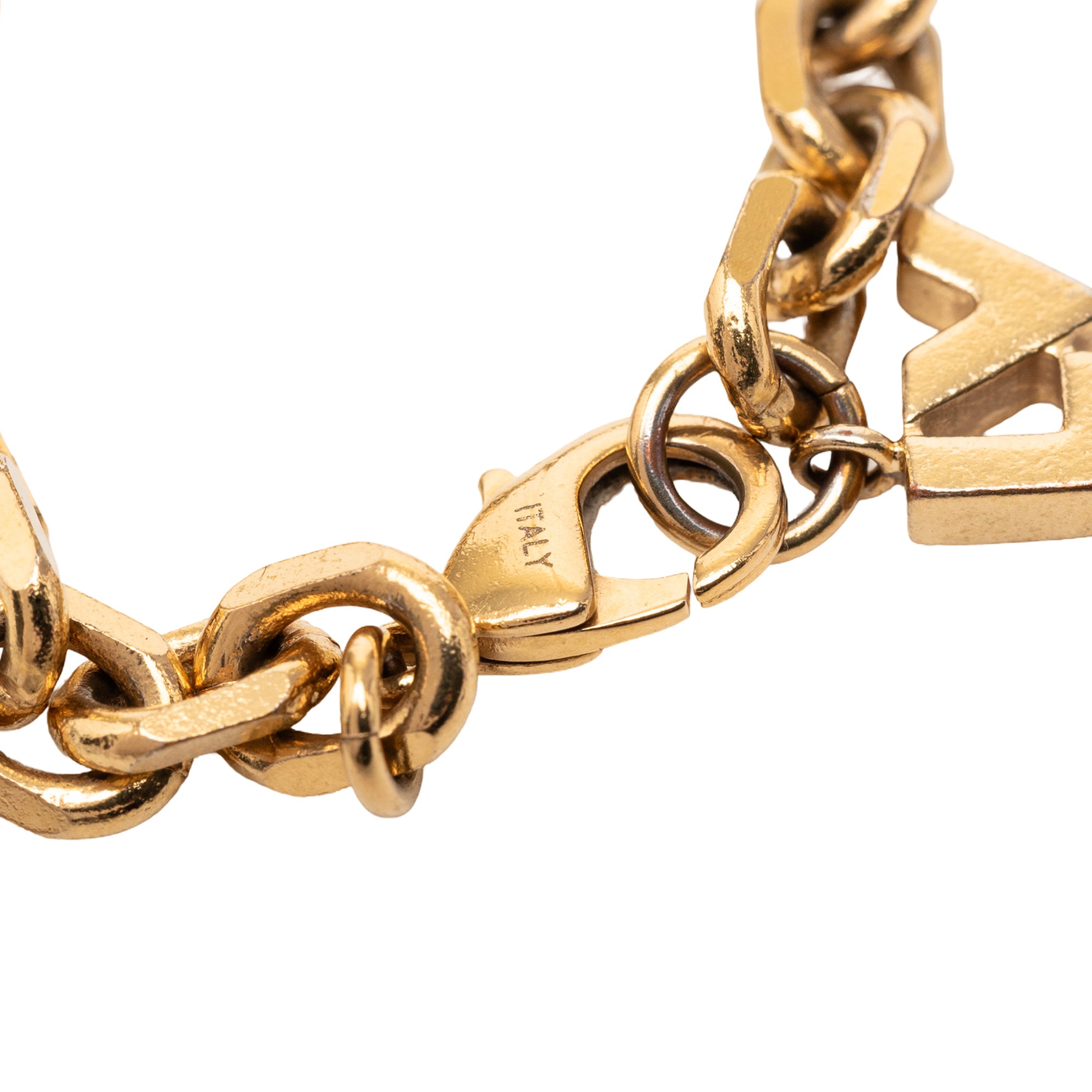 Gold Plated Brass and Strass Love Letters Charm Bracelet - Image 5