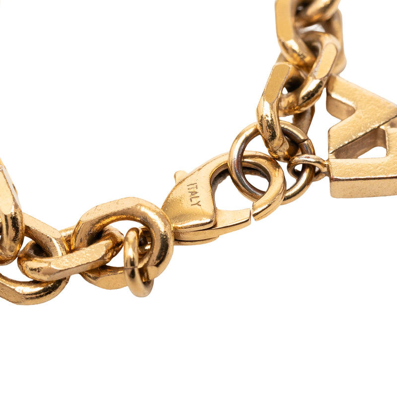Gold Plated Brass and Strass Love Letters Charm Bracelet - Image 5