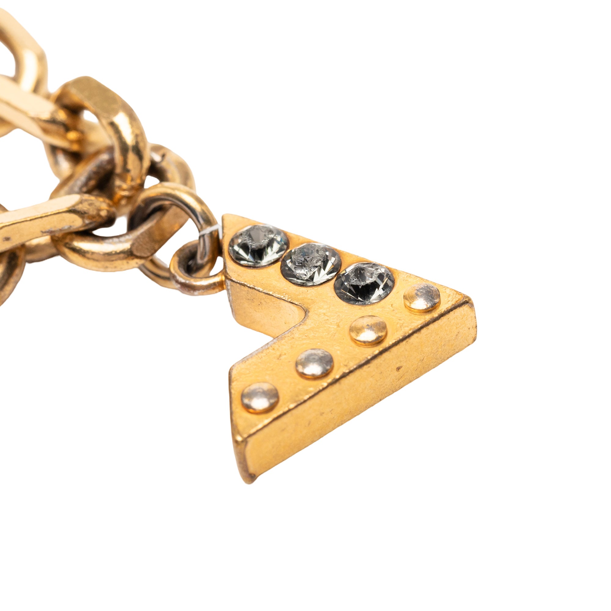 Gold Plated Brass and Strass Love Letters Charm Bracelet - Image 8