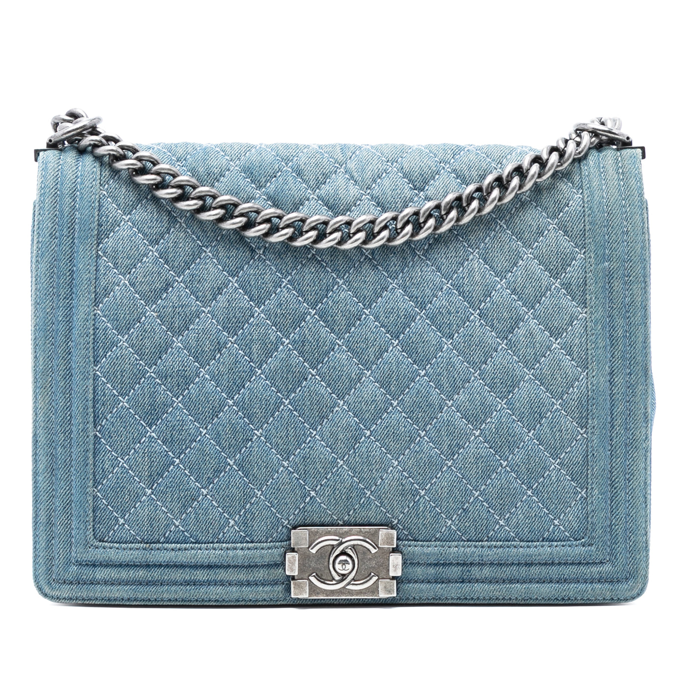 Large Quilted Denim Boy Flap - Image 1