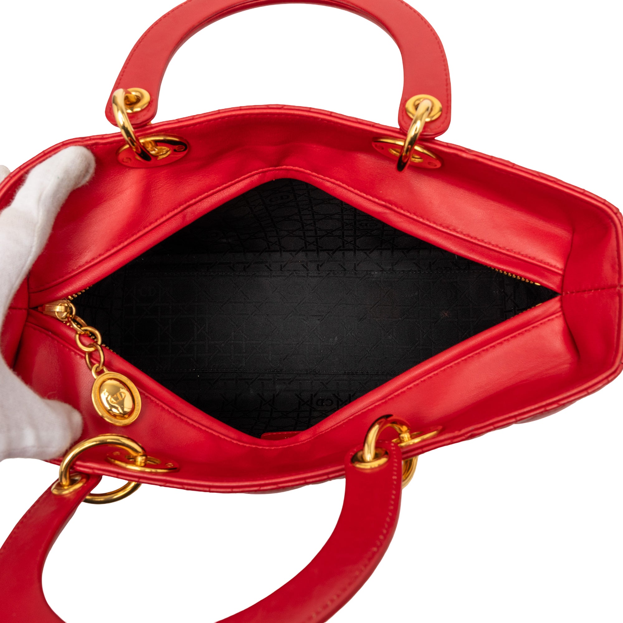 Large Lambskin Cannage Lady Dior - Image 4