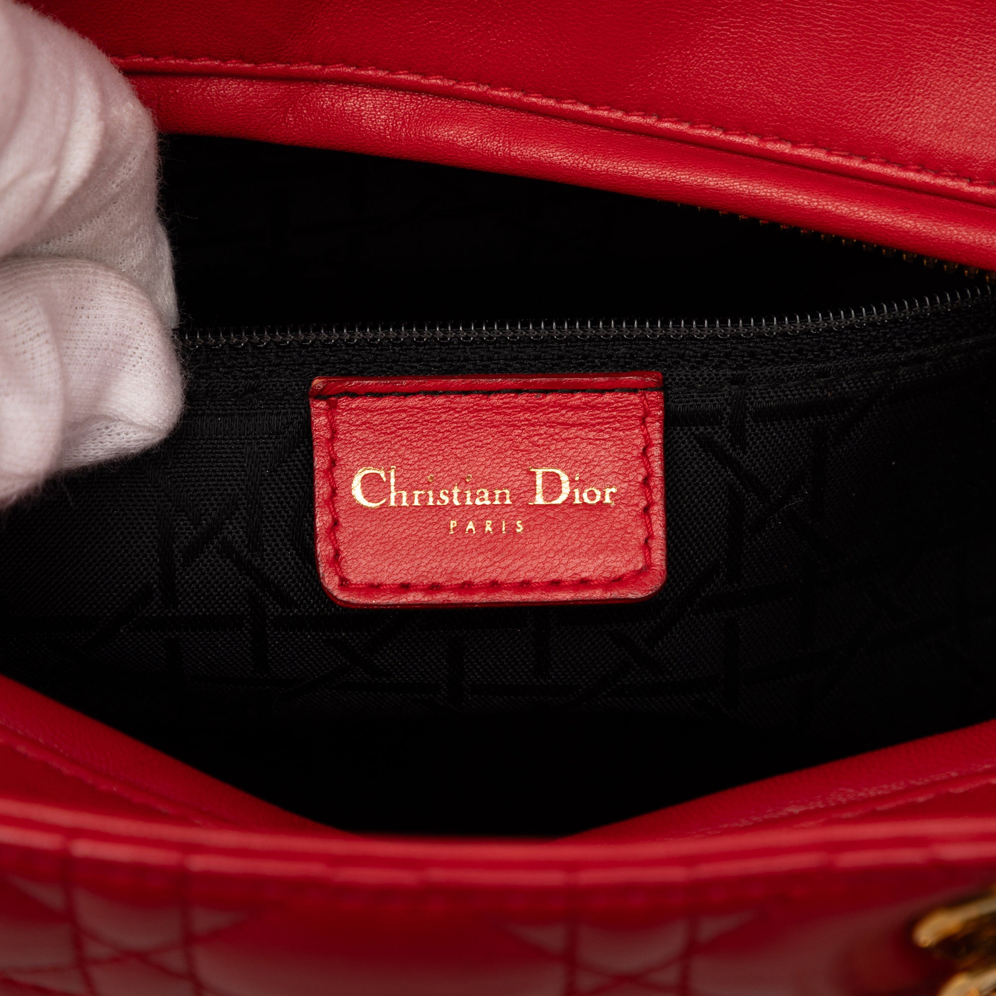 Large Lambskin Cannage Lady Dior - Image 5
