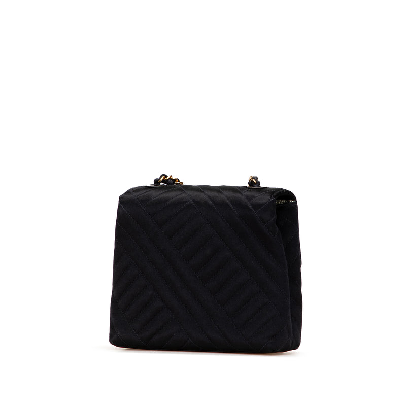 Mini Square Diagonal Quilted Satin Single Flap - Image 2