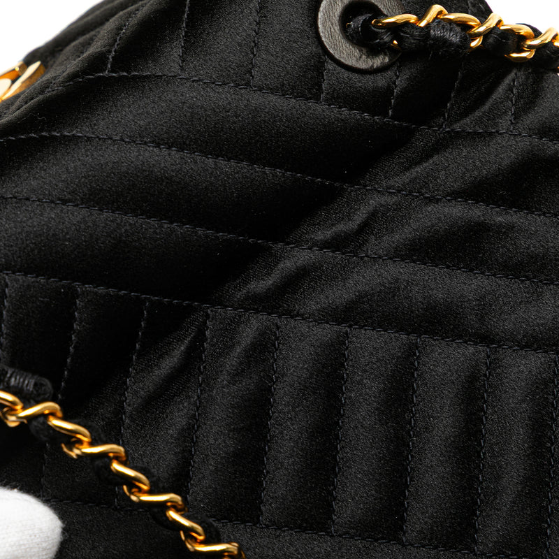 Mini Square Diagonal Quilted Satin Single Flap - Image 8