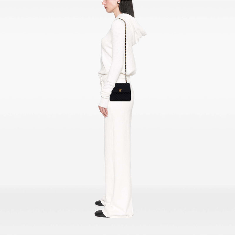 Mini Square Diagonal Quilted Satin Single Flap - Image 9