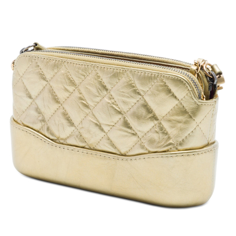 Quilted Metallic Aged Calfskin Gabrielle Clutch With Chain - Image 2