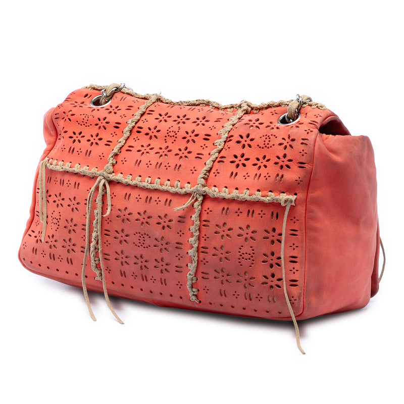 Laser Cut Fringe Suede Flap Bag - Image 2