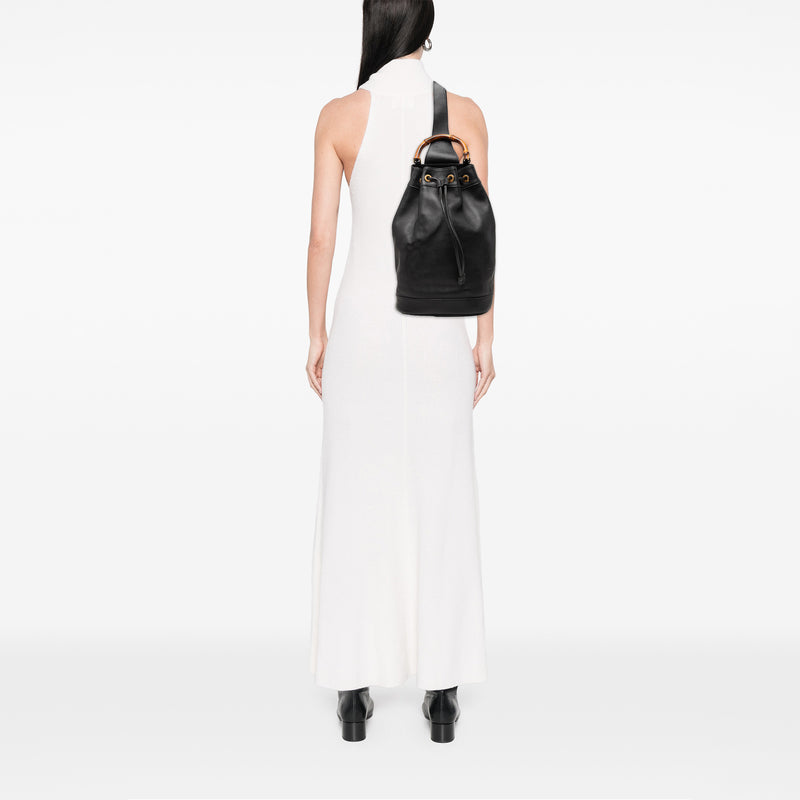 Calfskin Bamboo Drawstring Sling Backpack - Image 6