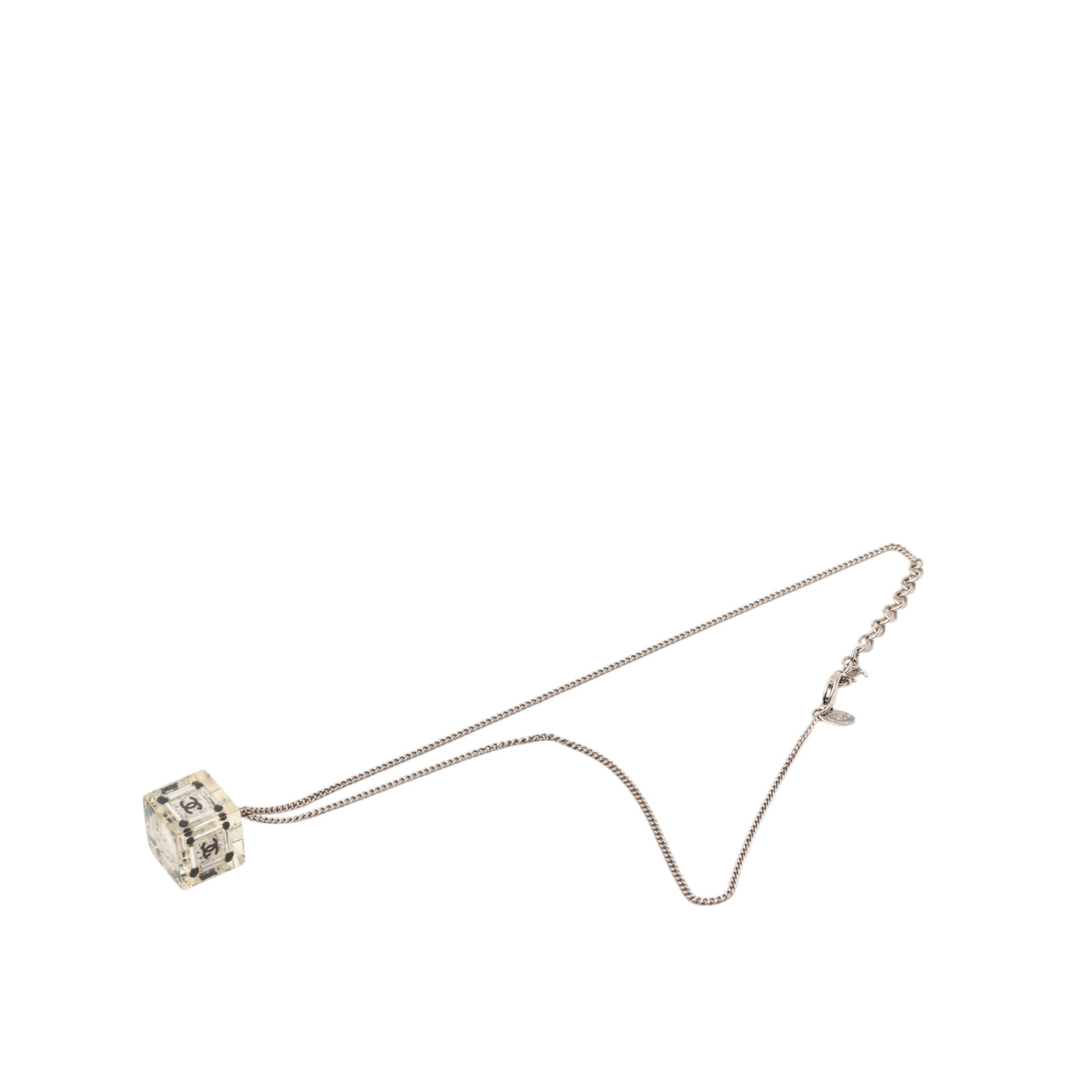 CC Plated Brass Acrylic Cube Pendant Necklace - Image 1
