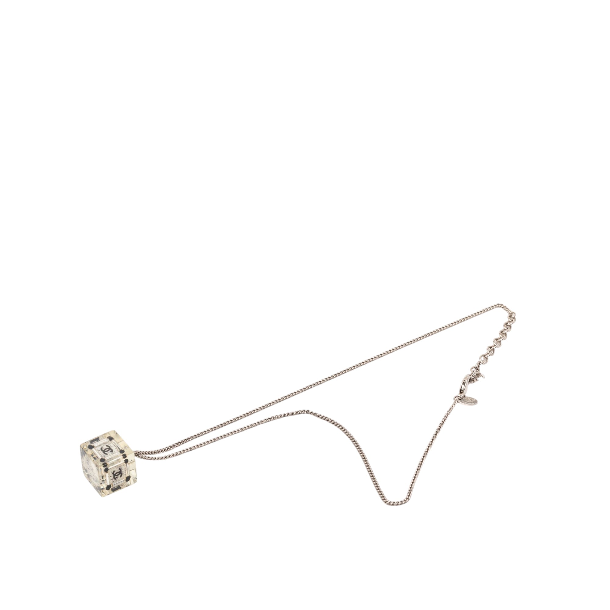 CC Plated Brass Acrylic Cube Pendant Necklace - Image 1