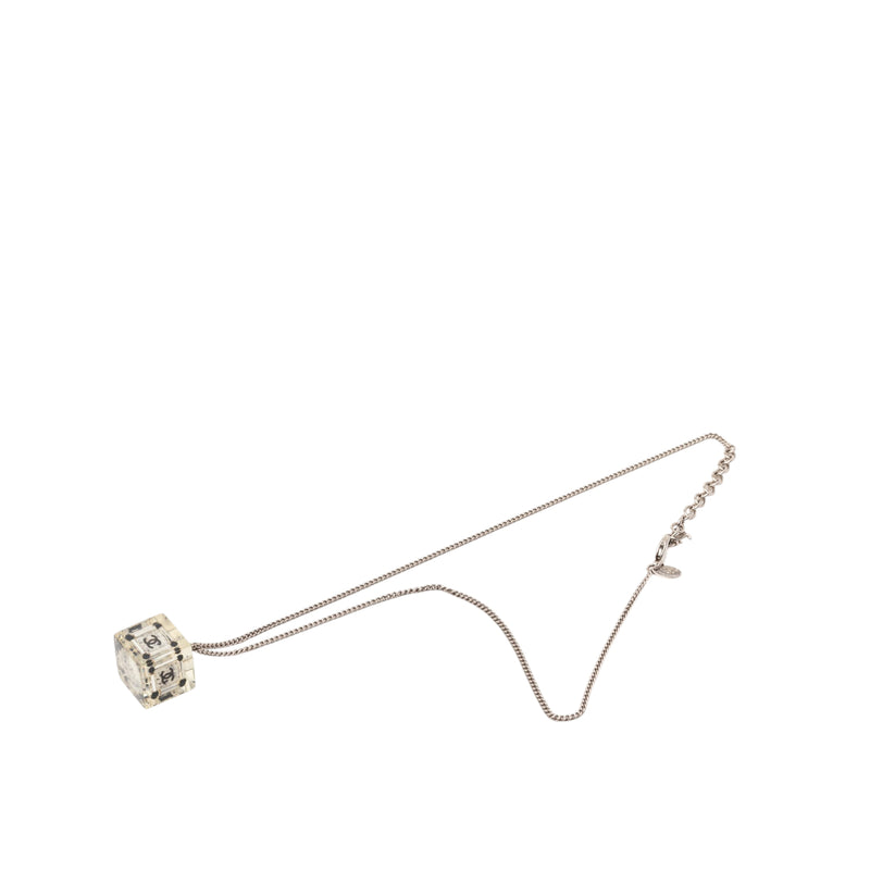 CC Plated Brass Acrylic Cube Pendant Necklace