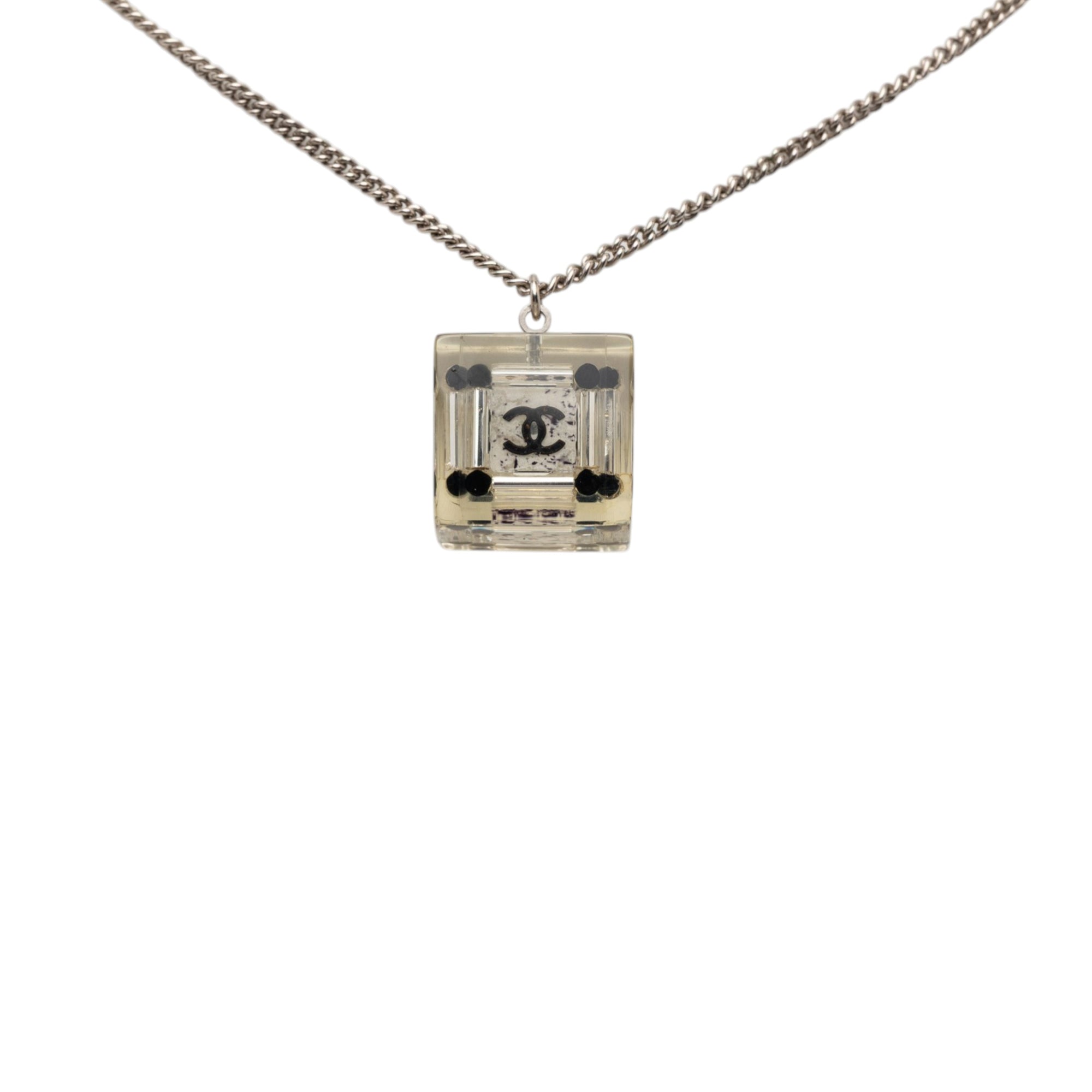 CC Plated Brass Acrylic Cube Pendant Necklace - Image 2
