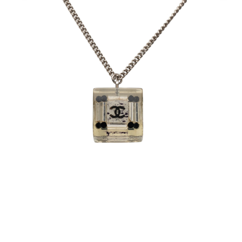 CC Plated Brass Acrylic Cube Pendant Necklace - Image 3