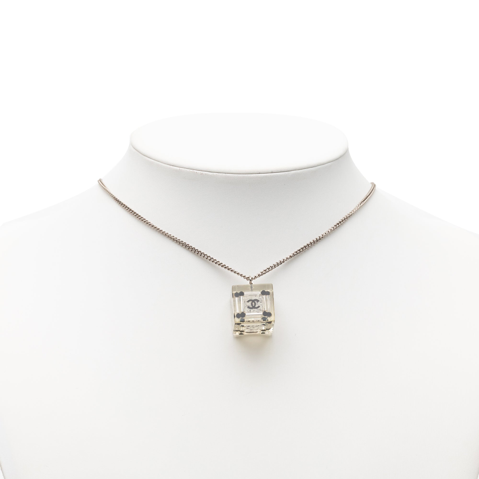 CC Plated Brass Acrylic Cube Pendant Necklace - Image 6