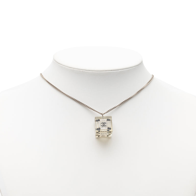 CC Plated Brass Acrylic Cube Pendant Necklace - Image 6