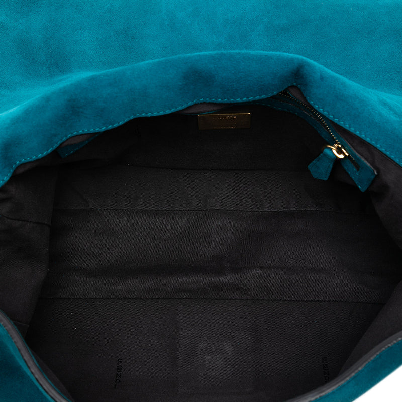 Large Suede Chamois Baguette Satchel - Image 4