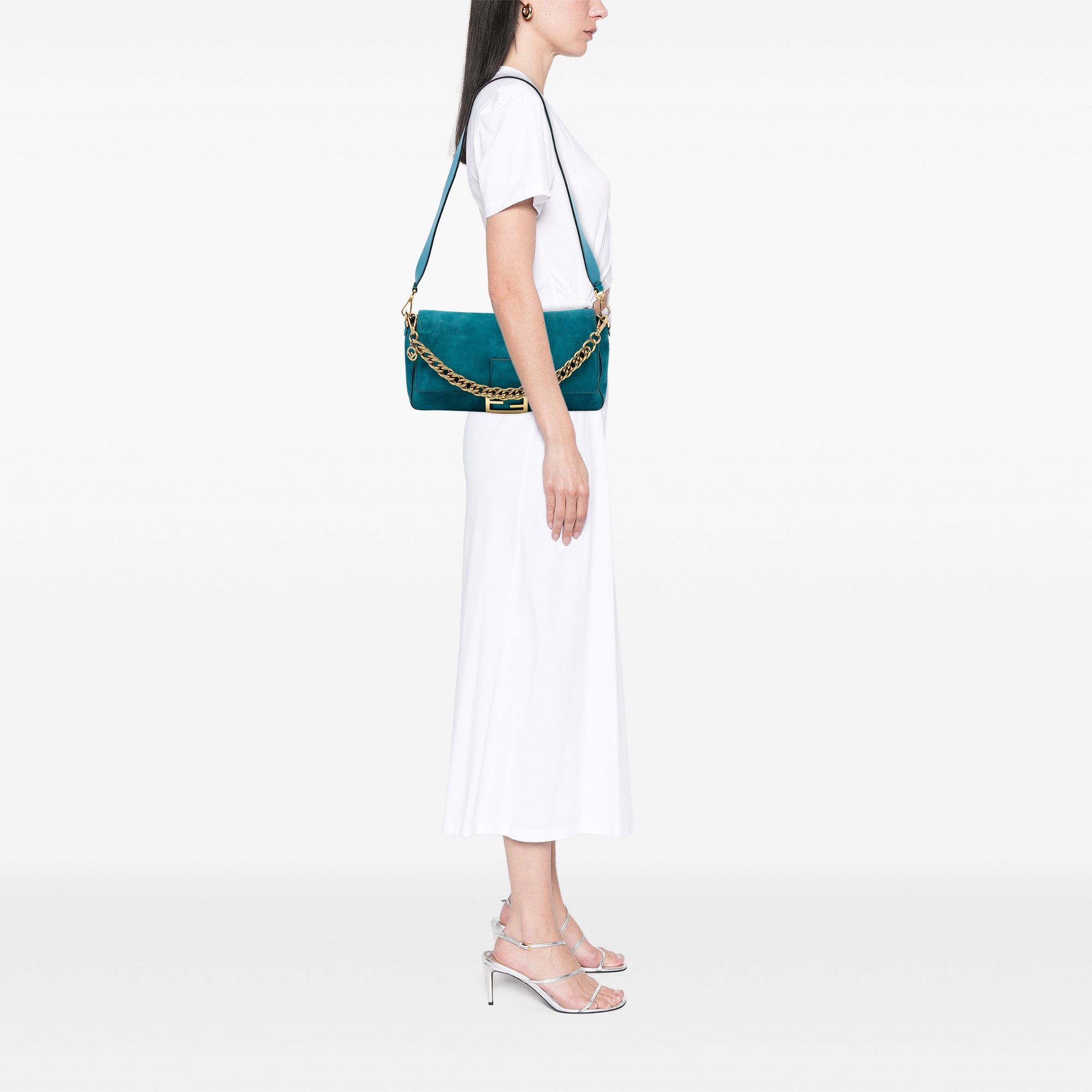 Large Suede Chamois Baguette Satchel - Image 7