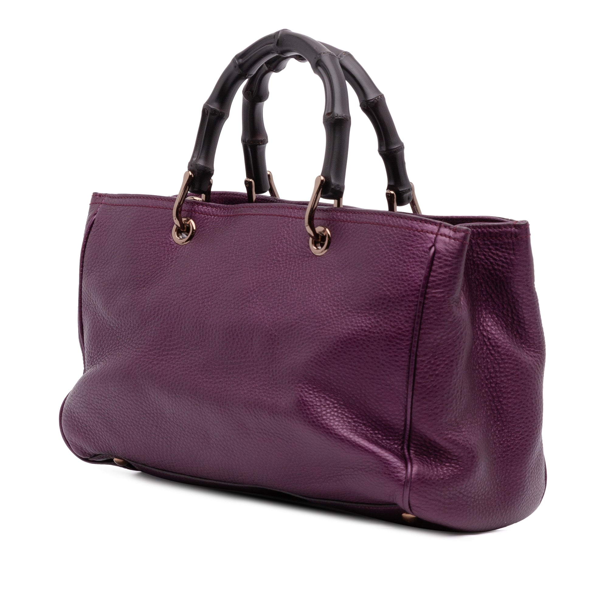 Medium Calfskin Bamboo Shopper Satchel - Image 2