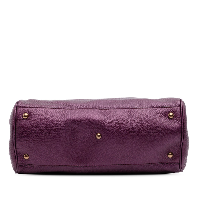 Medium Calfskin Bamboo Shopper Satchel - Image 3