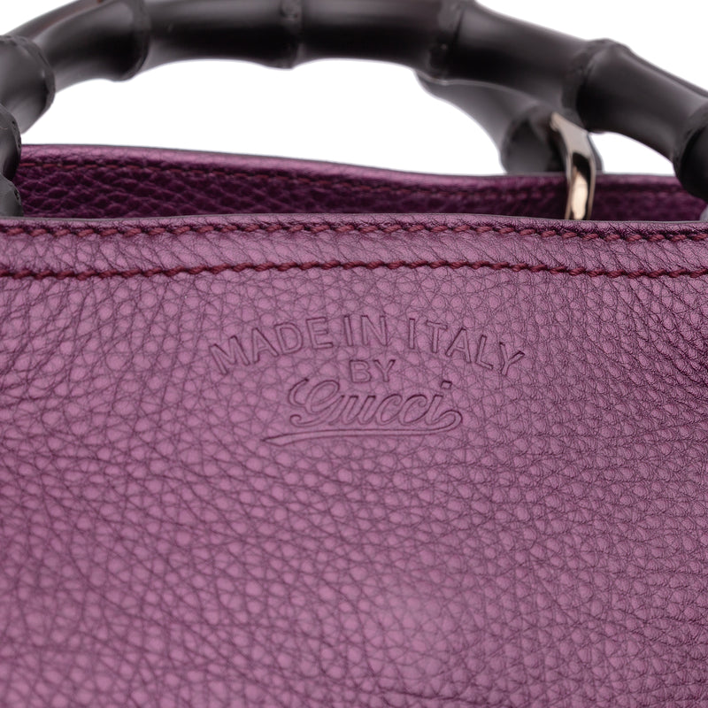 Medium Calfskin Bamboo Shopper Satchel - Image 7
