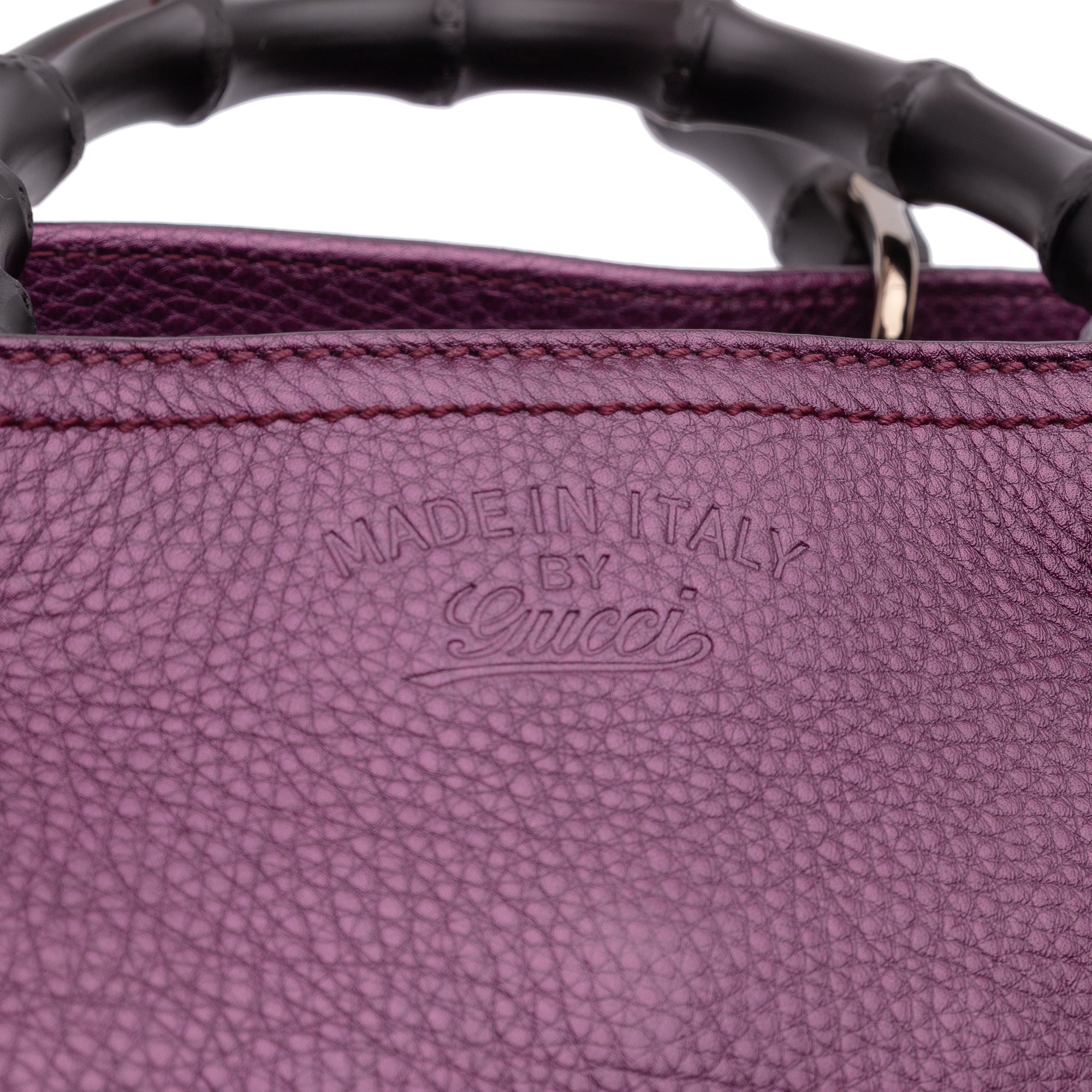 Medium Calfskin Bamboo Shopper Satchel - Image 7