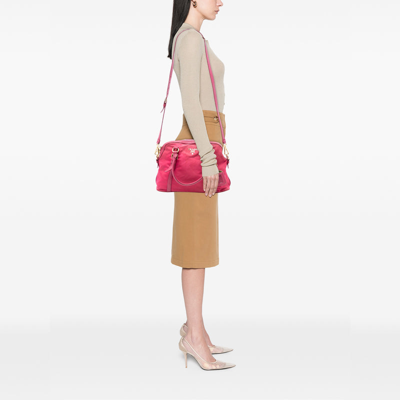 Saffiano Trimmed Tessuto Dome Satchel - Image 6