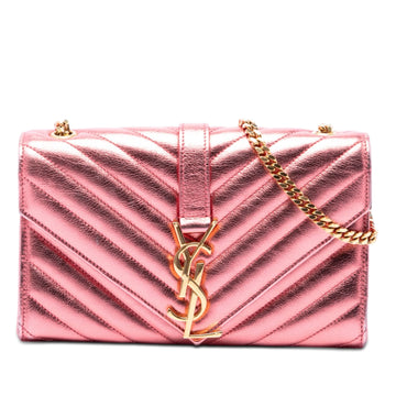 Small Chevron Metallic Calfskin Monogram Envelope Bag - Image 1