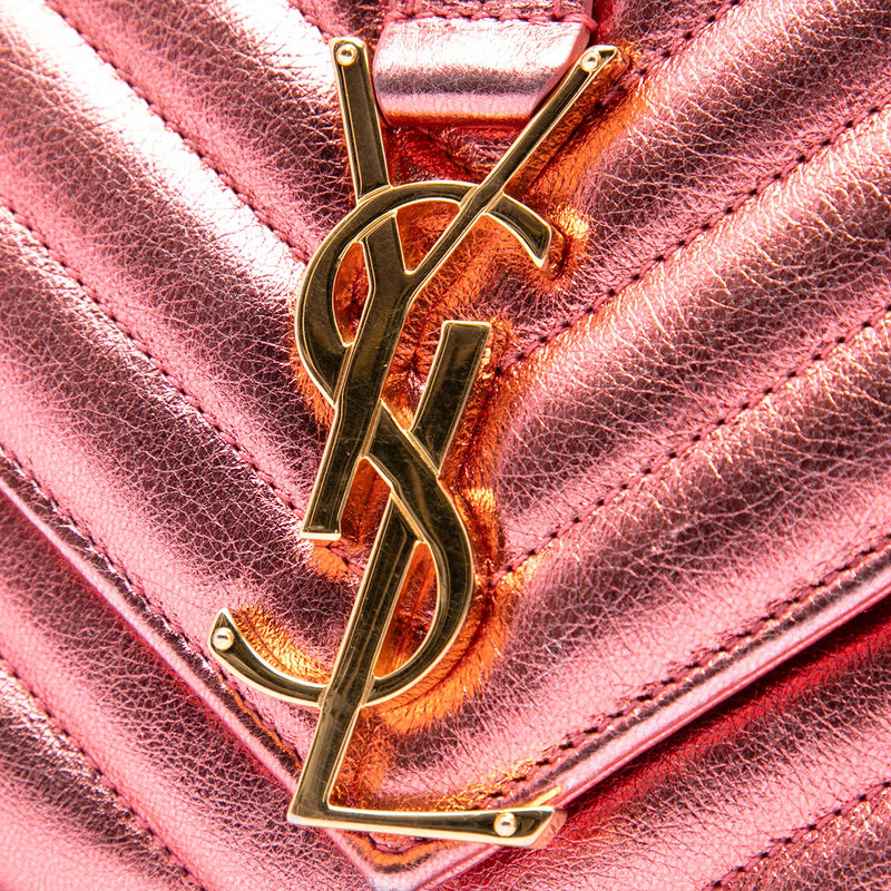 Small Chevron Metallic Calfskin Monogram Envelope Bag - Image 5