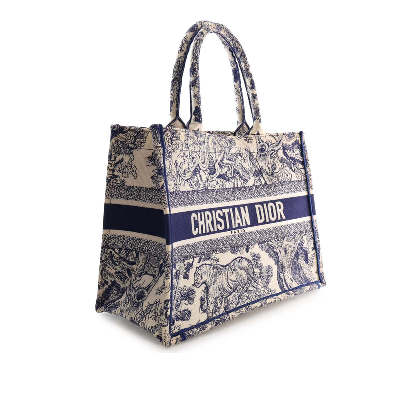 Medium Canvas Embroidered Reverse Dioriviera Toile De Jouy Book Tote - Image 3