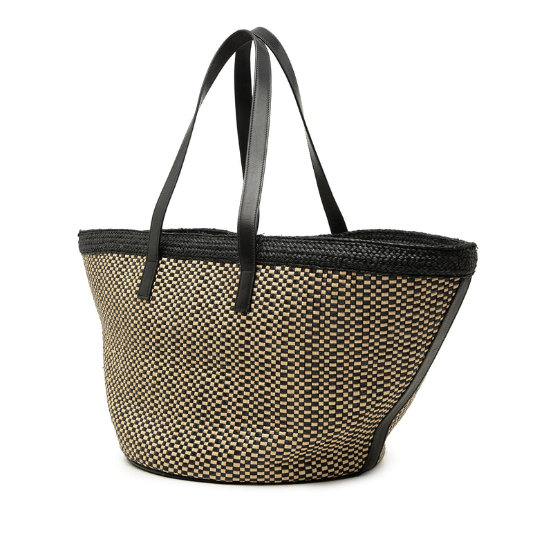 Medium Raffia Panier Basket Shopper Tote - Image 2