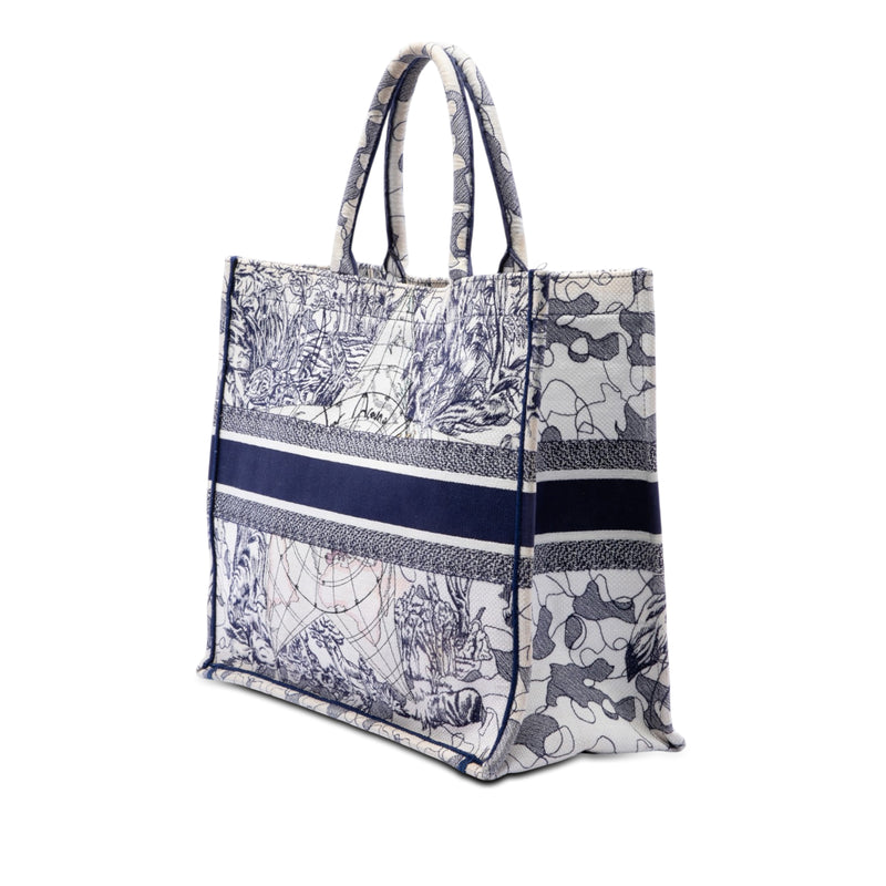 Large Canvas Embroidered Around The World Book Tote - Image 2