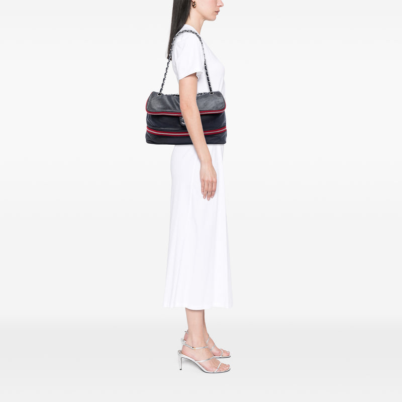 Perforated Calfskin Expandable Shoulder Bag - Image 5