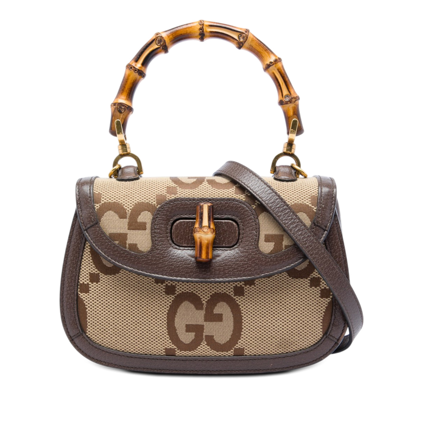 Small Jumbo GG Canvas Bamboo 1947 Top Handle Bag - Image 1