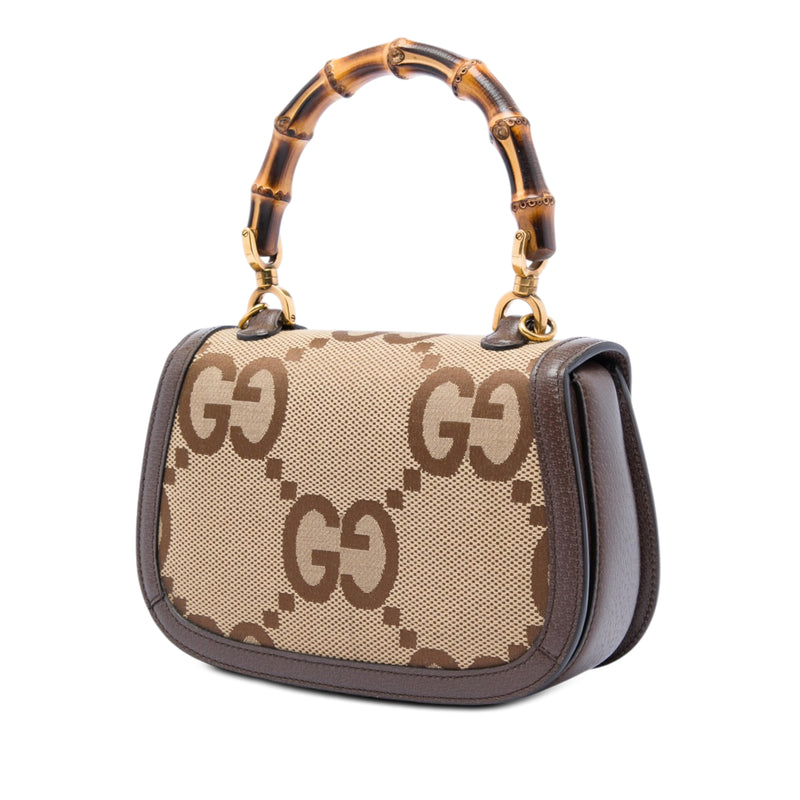 Small Jumbo GG Canvas Bamboo 1947 Top Handle Bag - Image 2