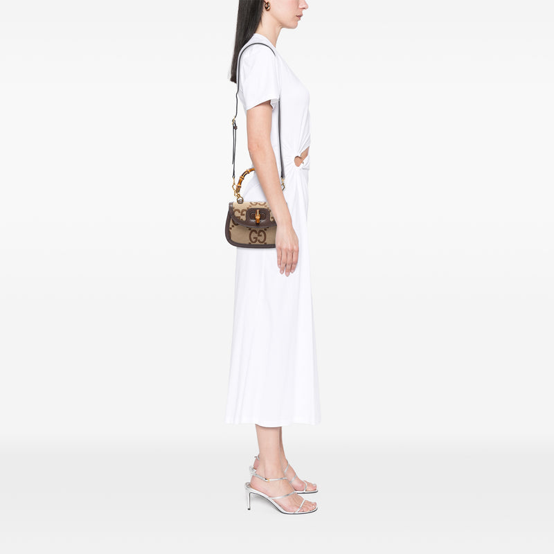 Small Jumbo GG Canvas Bamboo 1947 Top Handle Bag - Image 5