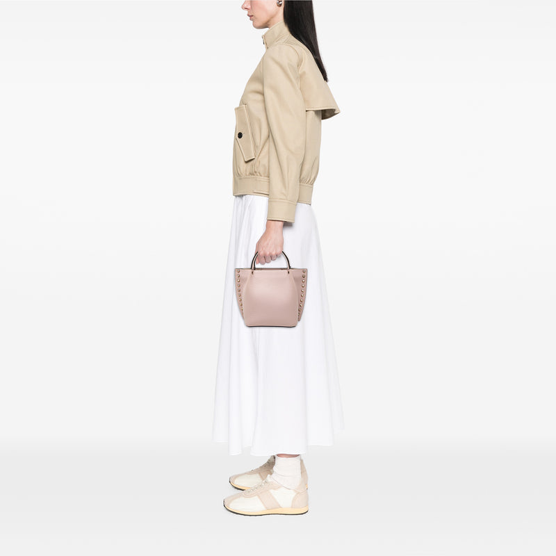 Small Leather Rockstud Satchel - Image 6