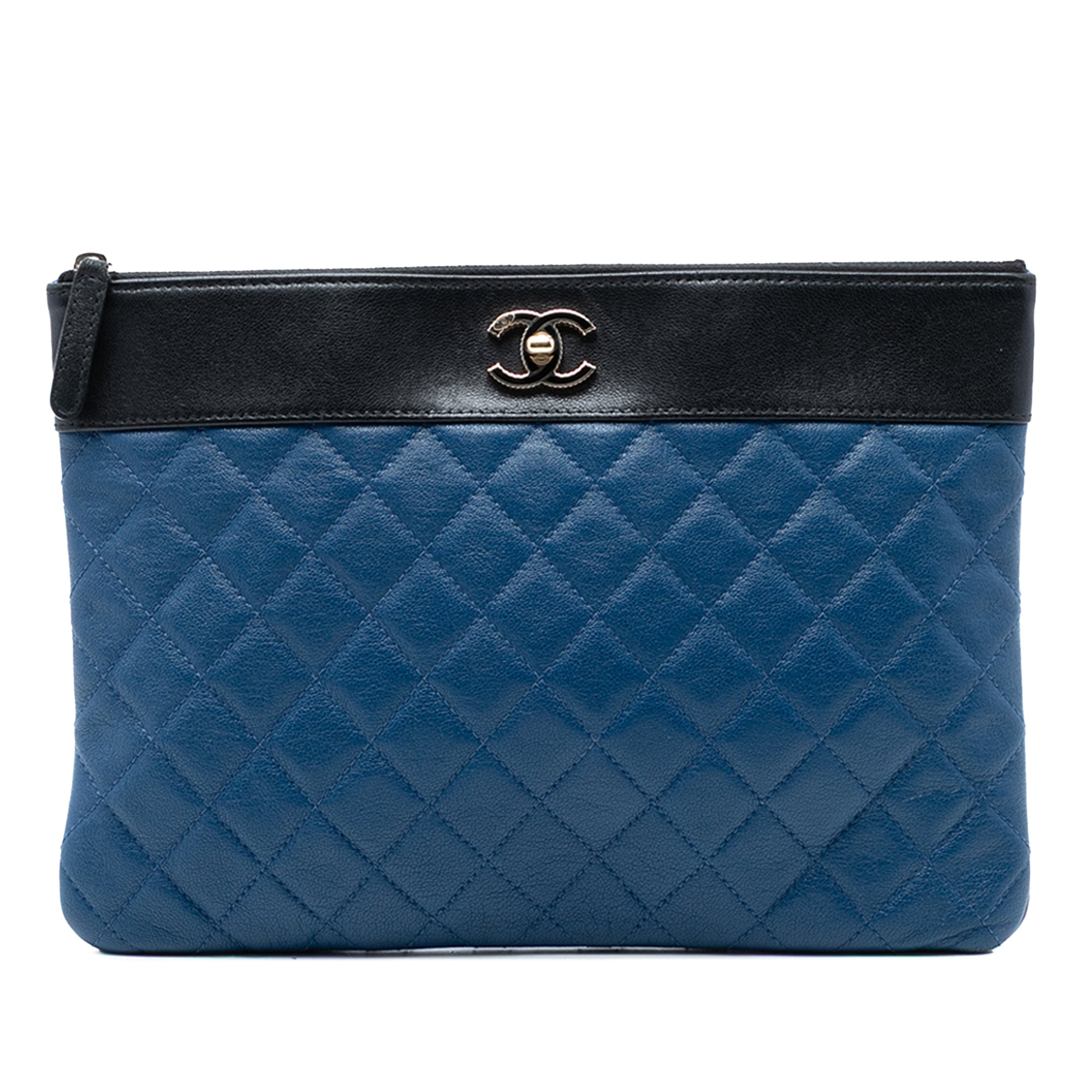 Medium Bicolor Quilted Sheepskin Mademoiselle O Case Clutch - Image 1