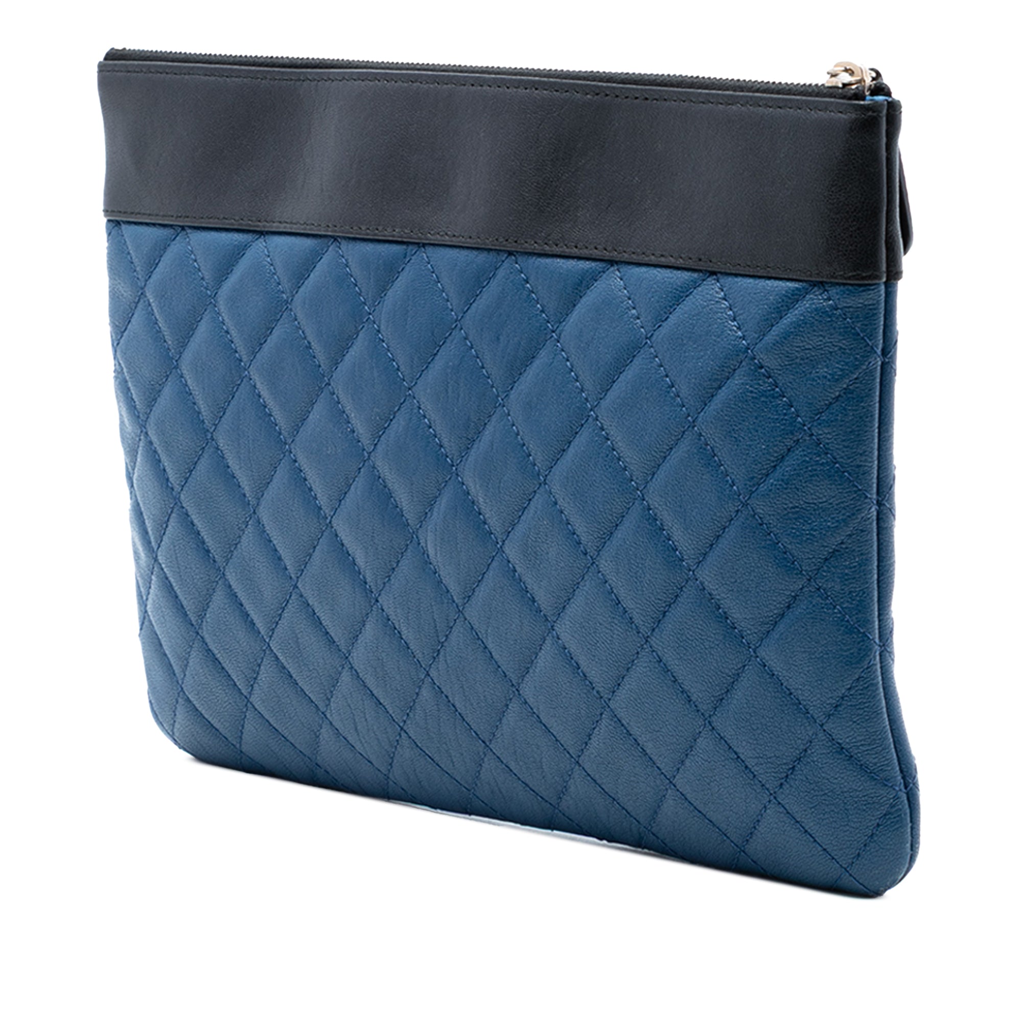 Medium Bicolor Quilted Sheepskin Mademoiselle O Case Clutch - Image 2