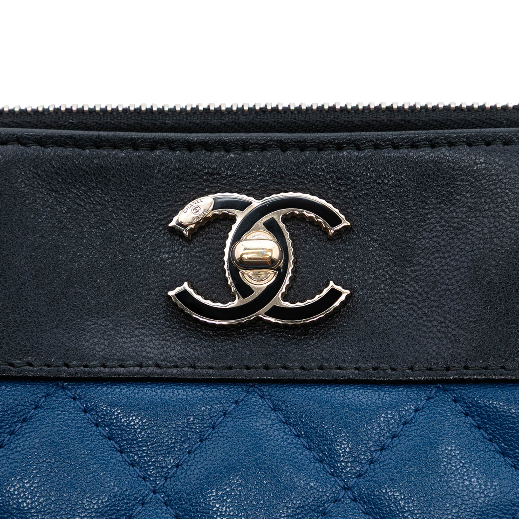 Medium Bicolor Quilted Sheepskin Mademoiselle O Case Clutch - Image 5
