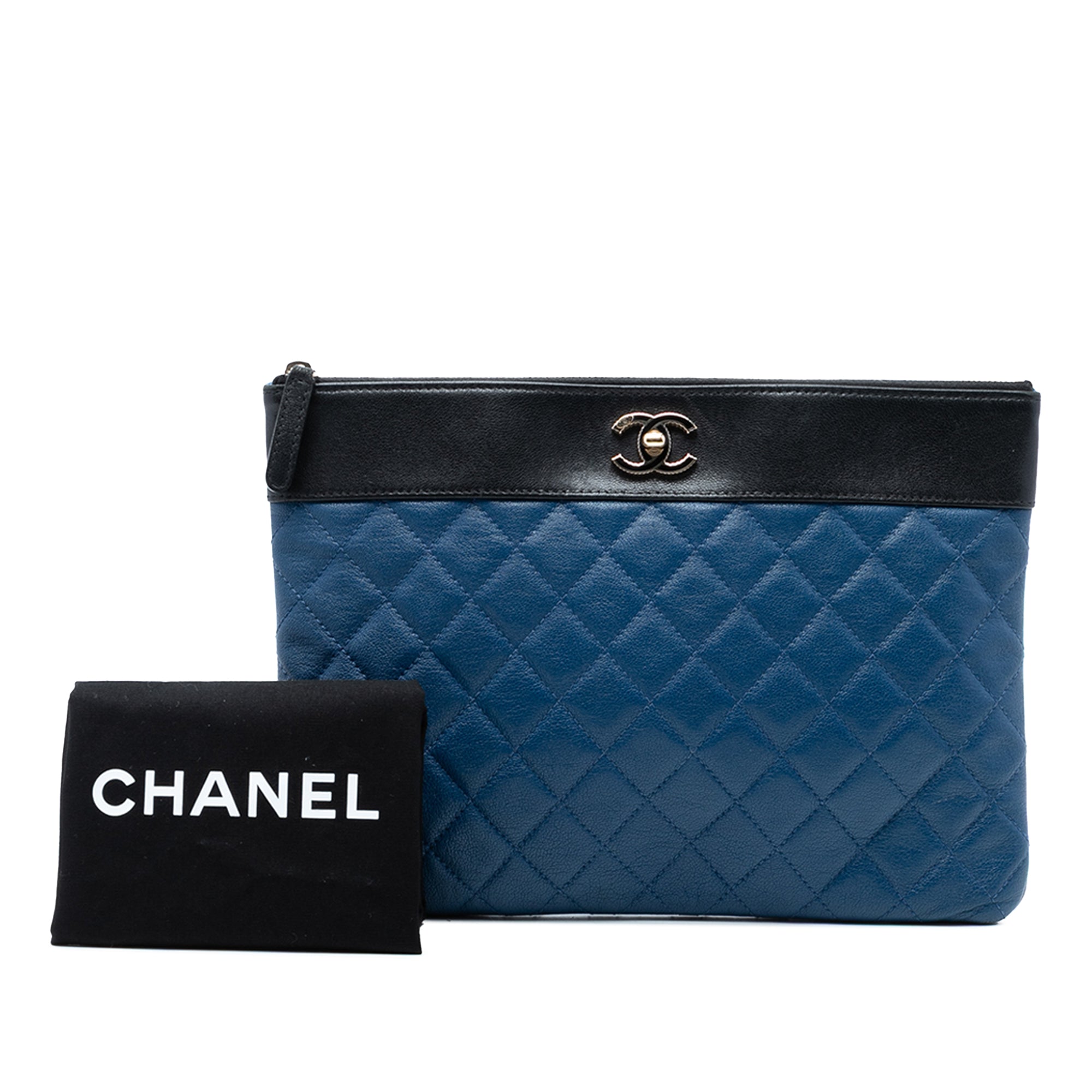 Medium Bicolor Quilted Sheepskin Mademoiselle O Case Clutch - Image 8