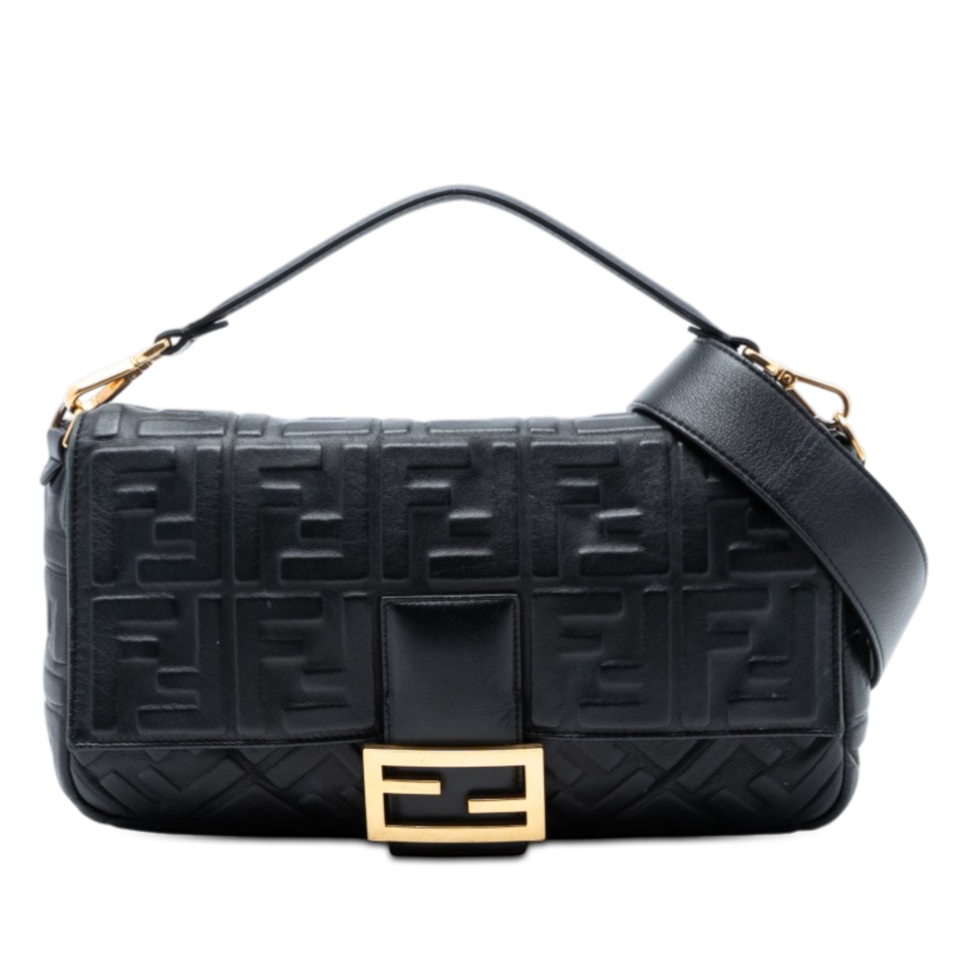 Large Zucca Embossed Leather Baguette Satchel - Image 1